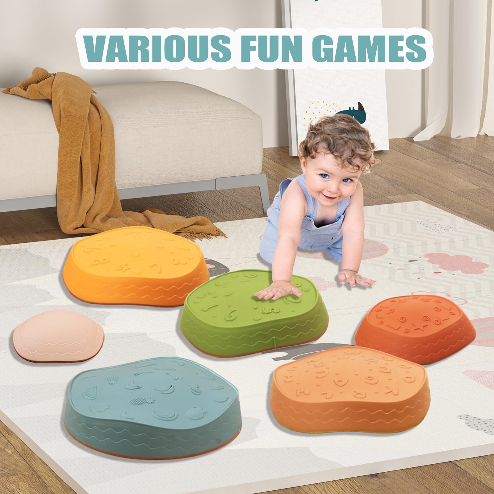Fanboxk balance and coordination stones help kids improve motor skills through at-home obstacle courses.