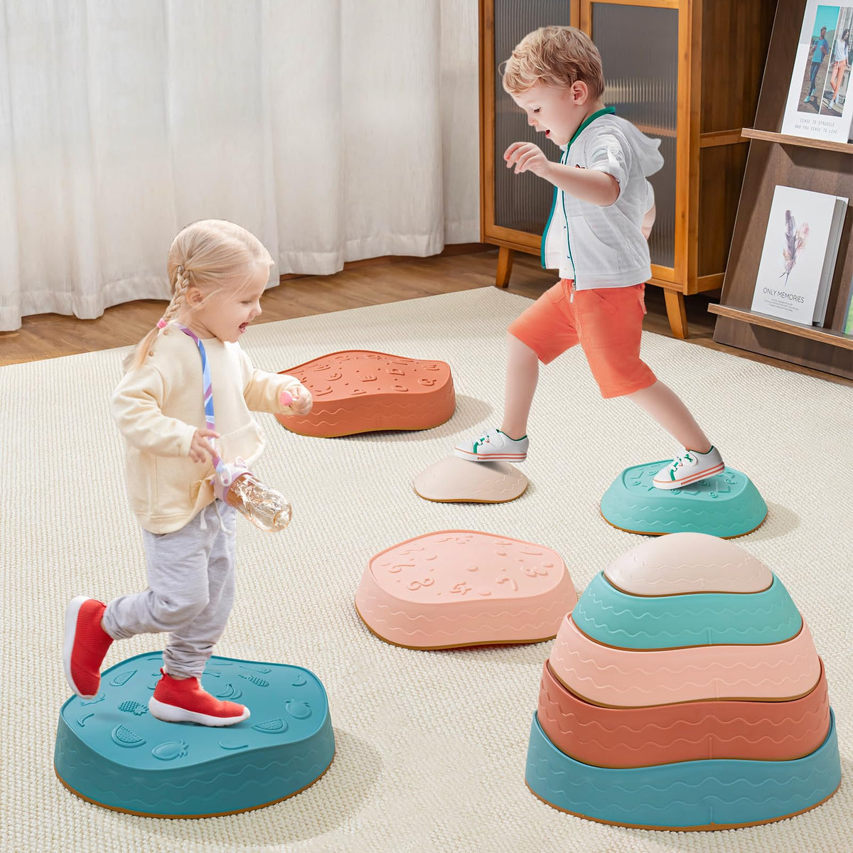 Fanboxk stepping stones with non-slip base enable safe indoor balance practice.