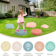 Fanboxk stepping stones invite parent-child cooperation during play.
