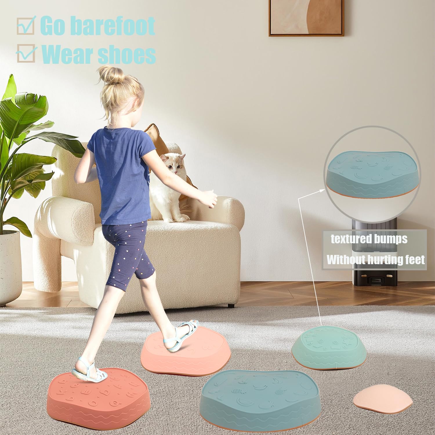 Fanboxk stepping stones with stackable design for compact storage.
