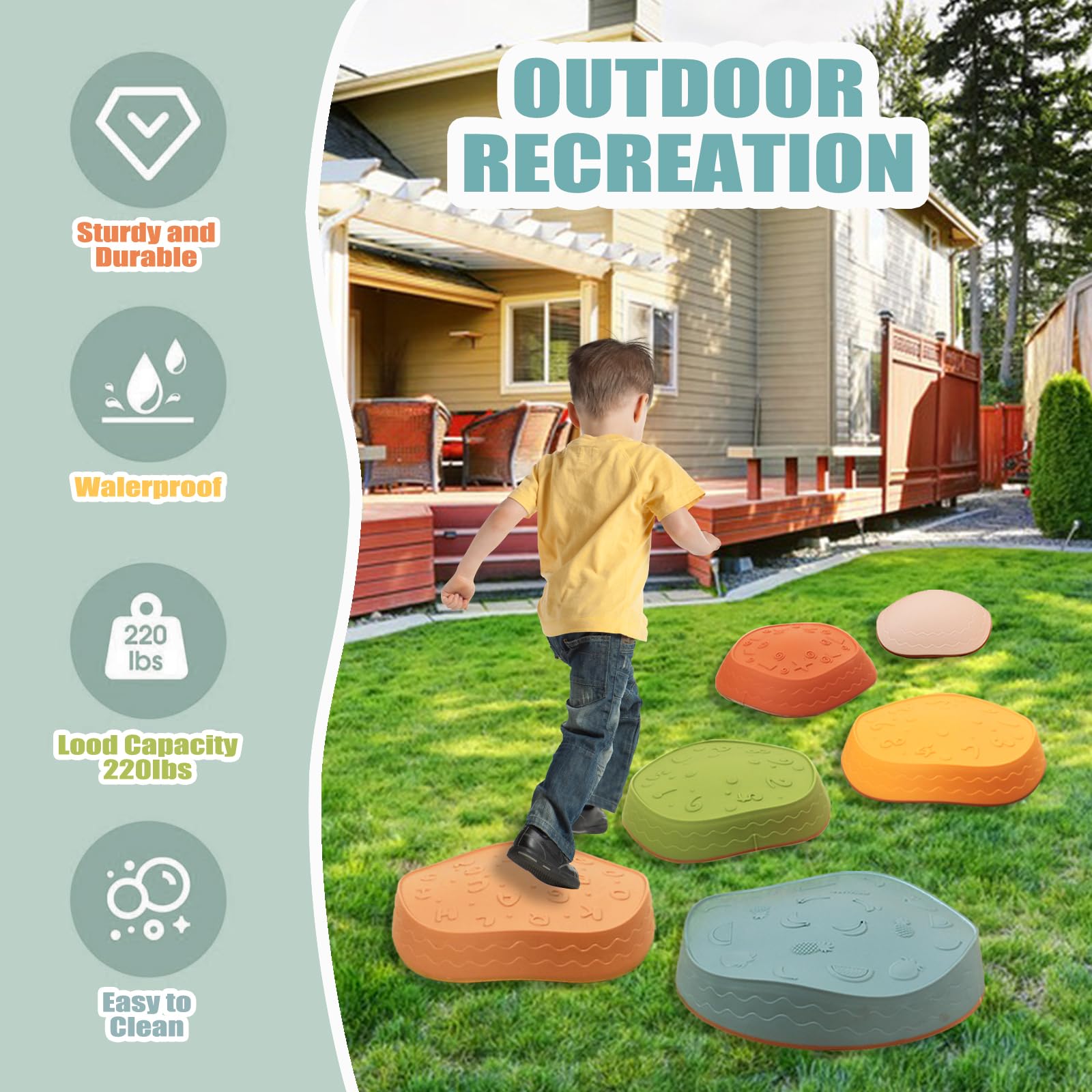Fanboxk Stepping Stones stackable design for easy storage after indoor or outdoor activities.