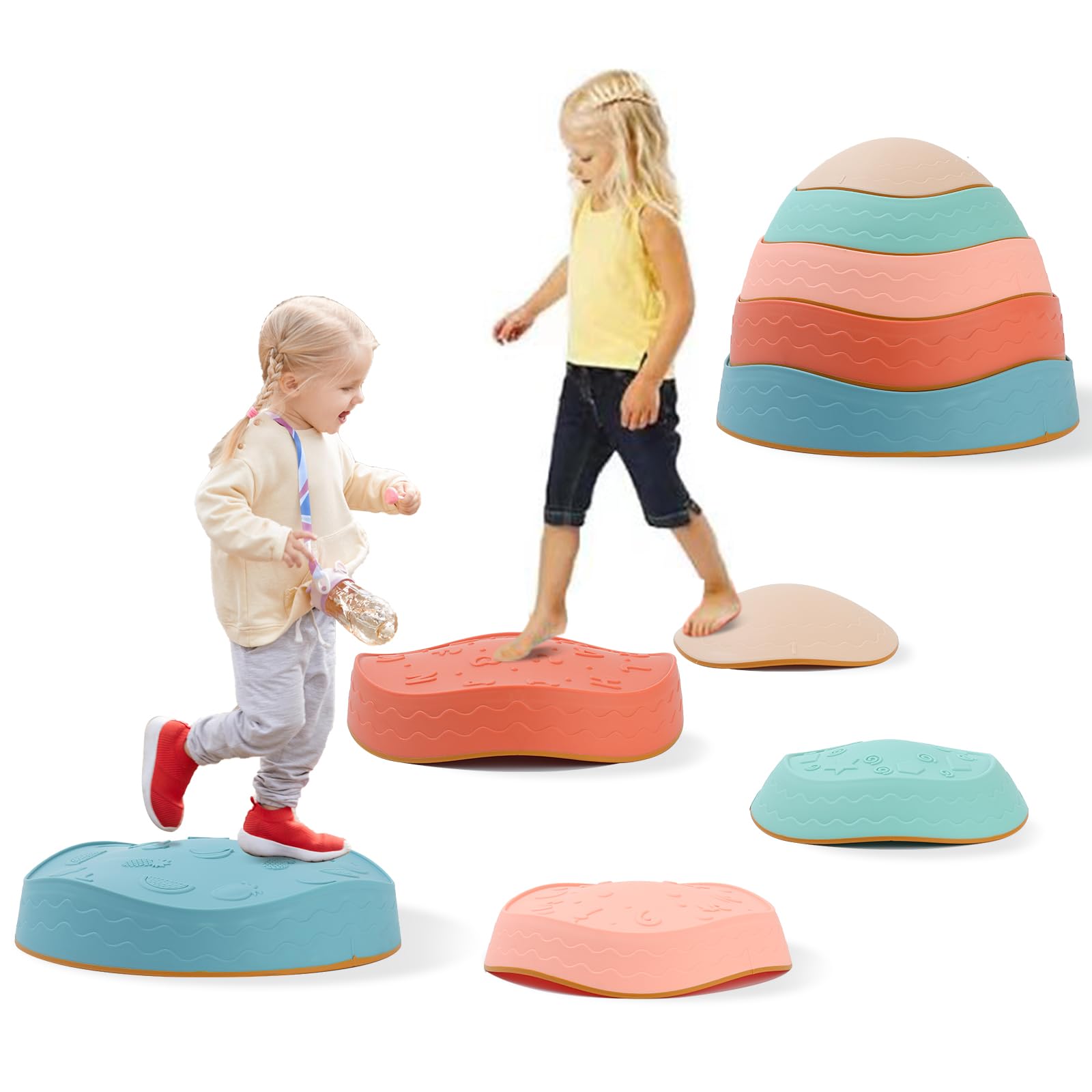 Fanboxk toddler sensory stones in bright colors for tactile exploration.