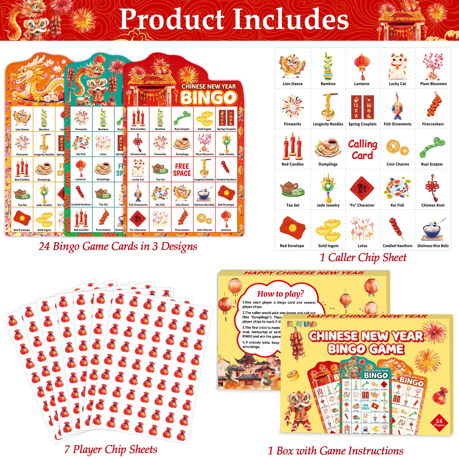 Fancy Land bingo card close-up shows die-cut corners and bright symbols