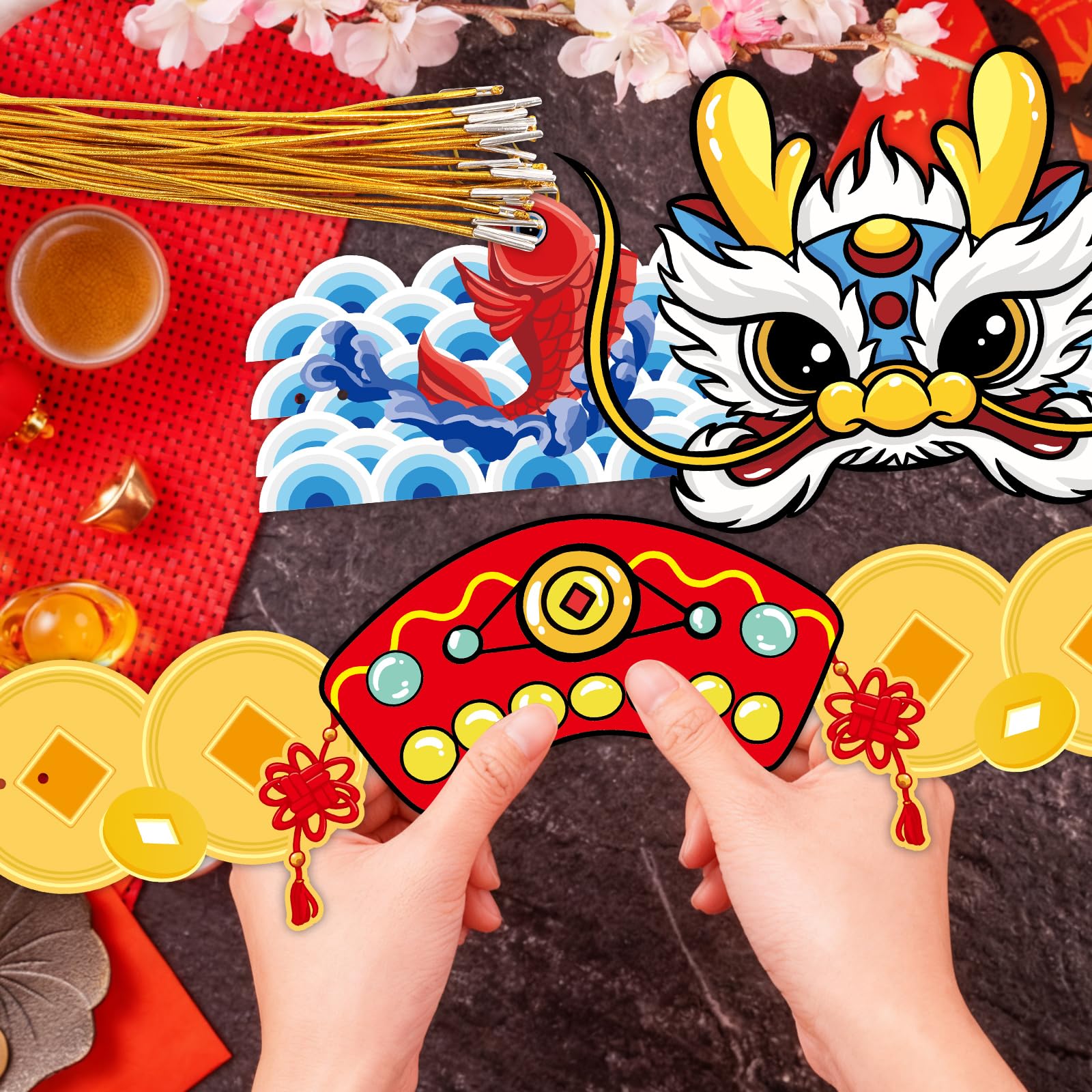 Fancy Land 24-pack crowns for Lunar New Year party decorations.