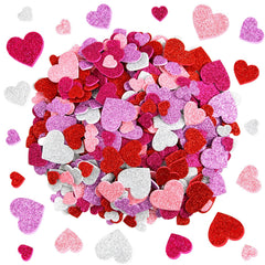 Fancy Land glitter heart stickers close-up for quick gift tags.