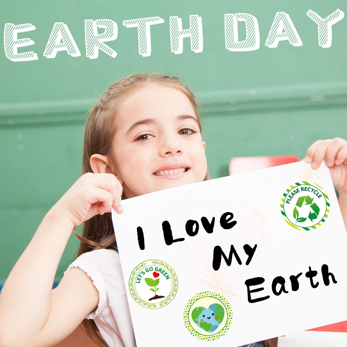 Fancy Land go green phrases on stickers for daily green reminders.
