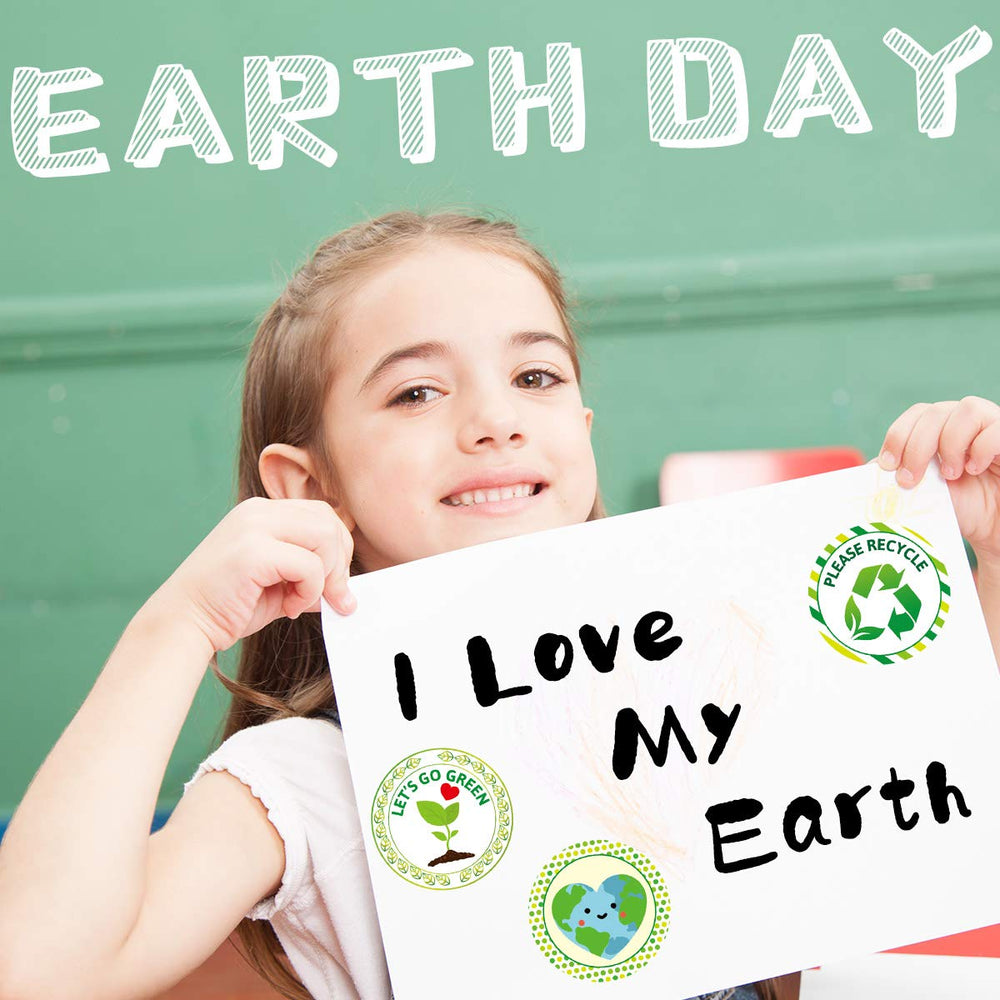 Fancy Land go green phrases on stickers for daily green reminders.