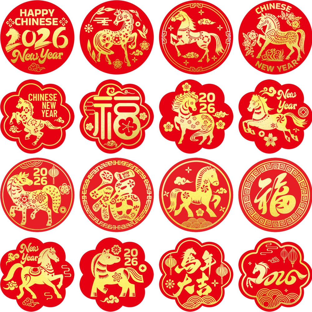 Fancy Land gold-red lunar stickers for celebrations and gift packaging.