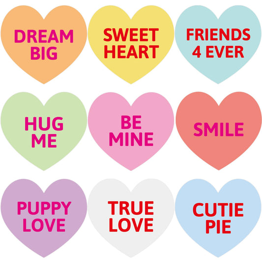 Fancy Land candy-heart labels brighten treat bags with easy peel.