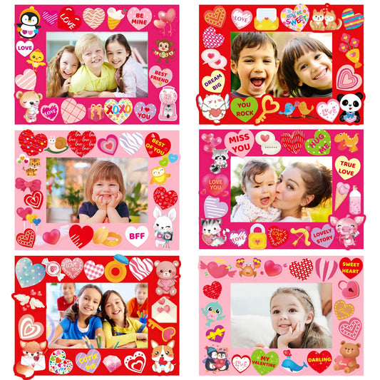 Fancy Land Valentines frame kit with heart stickers for classroom crafts