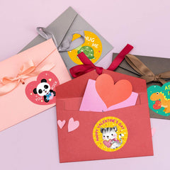 Fancy Land valentines stickers easy-peel demonstration for quick decorating.