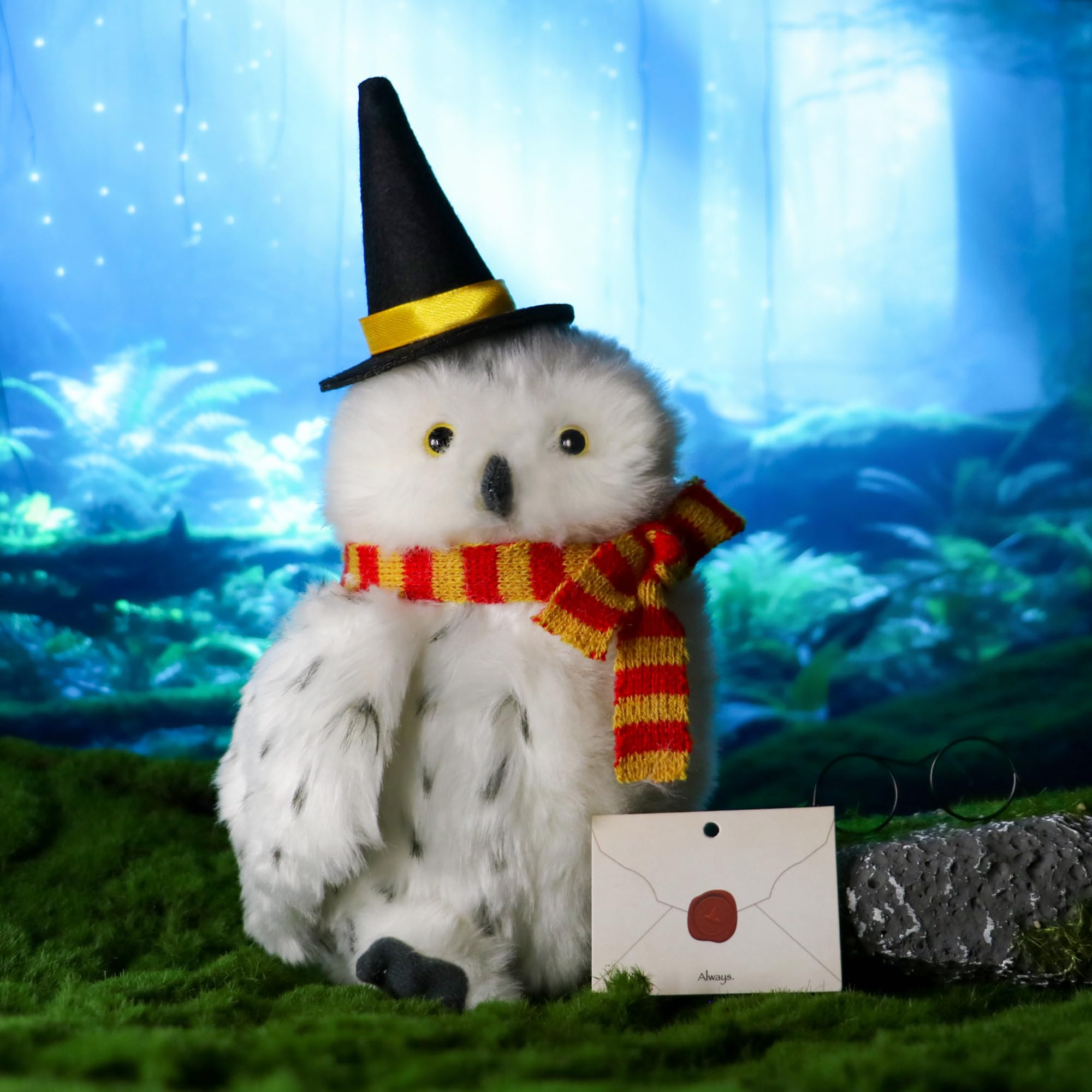 Fancy Space Wizard World Owl Plush with hat adds magical charm to playtime