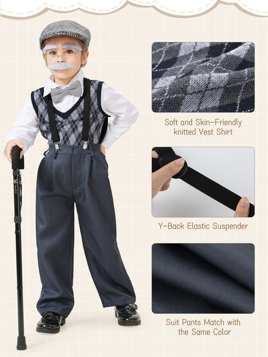 FancyFun grandpa costume pants slim-fit design for authentic classroom look.