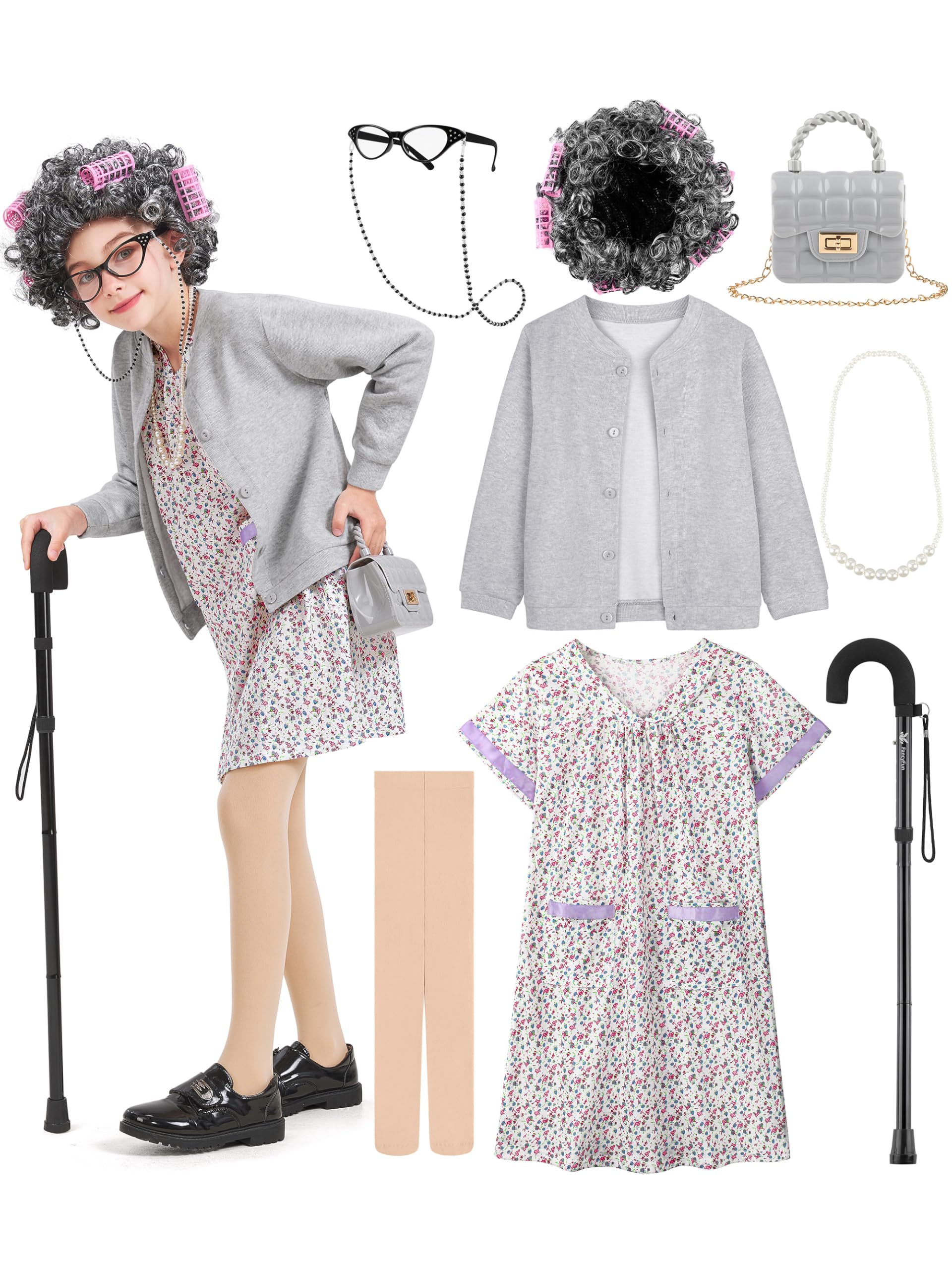 FancyFun old lady cardigan—soft, cozy layer for dress-up play.