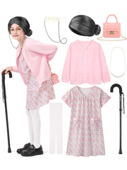 FancyFun old lady costume cardigan for kids, soft and cozy for dress-up fun.