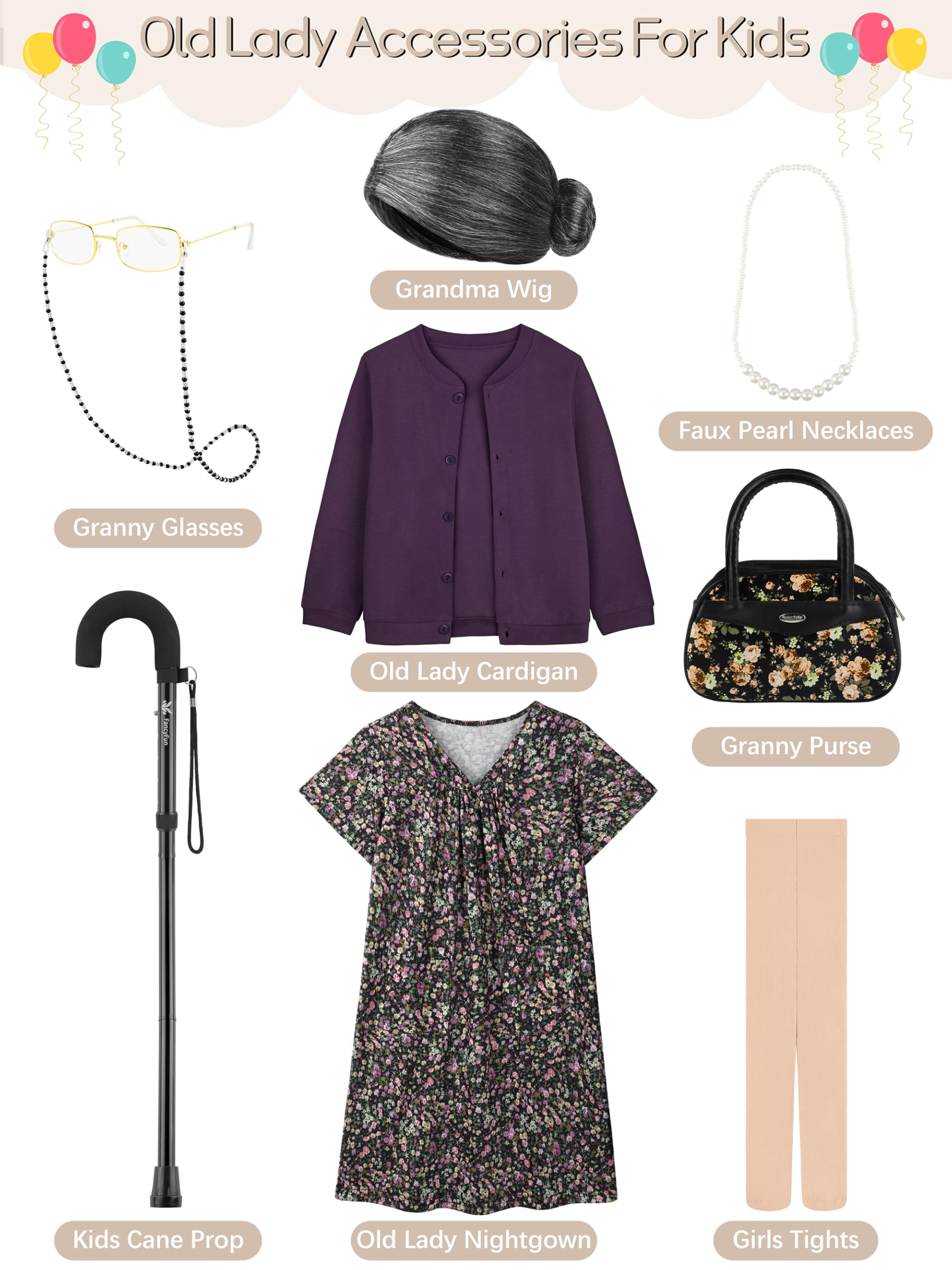 FancyFun glasses with chain complete granny look