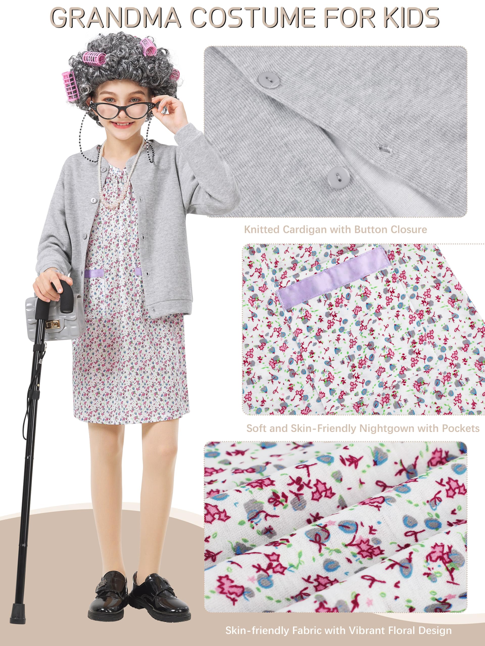 FancyFun grandma nightgown—comfortable fabric for 100th day outfits.