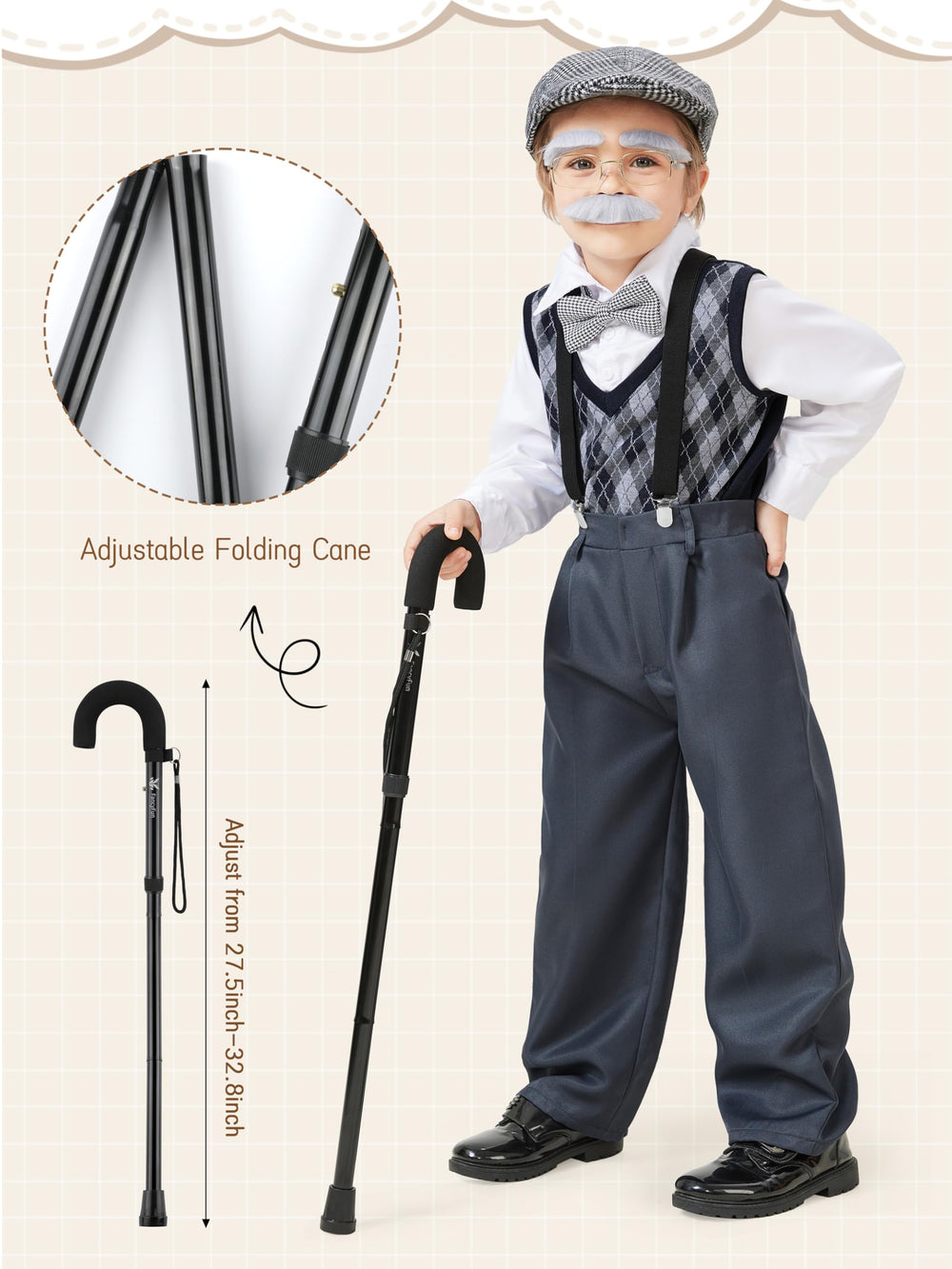 FancyFun old man costume hat completes the playful look for dress-up.