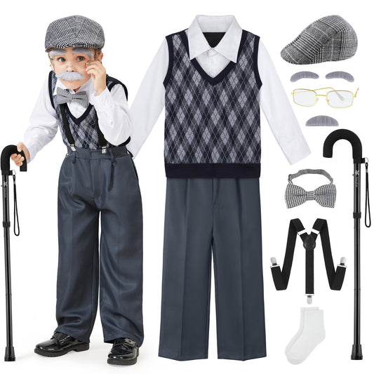 FancyFun old man costume vest shirt detail with soft fabric for comfortable cosplay.