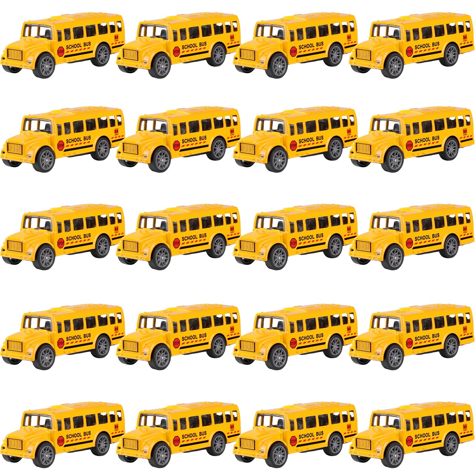FANELEQU 20-pack yellow school buses with pullback action for imaginative play