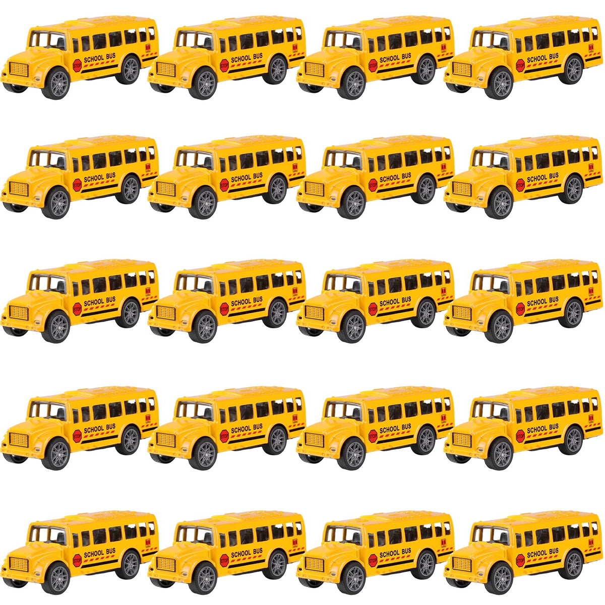FANELEQU 20-pack yellow school buses with pullback action for imaginative play
