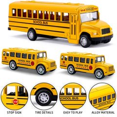 FANELEQU 3-pack buses, side view, durable die-cast toy vehicles