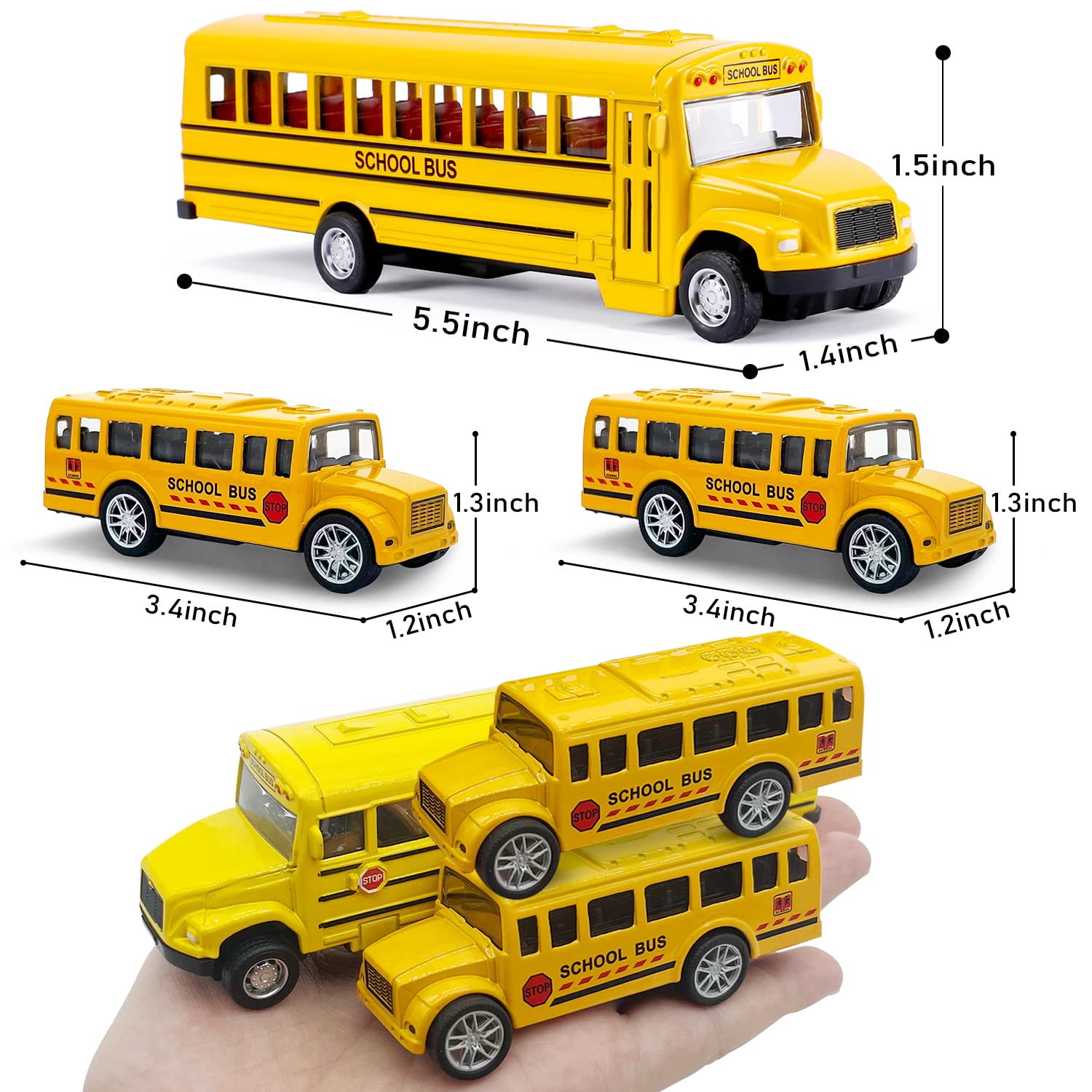 FANELEQU diecast school bus yellow close-up wheel showcasing build