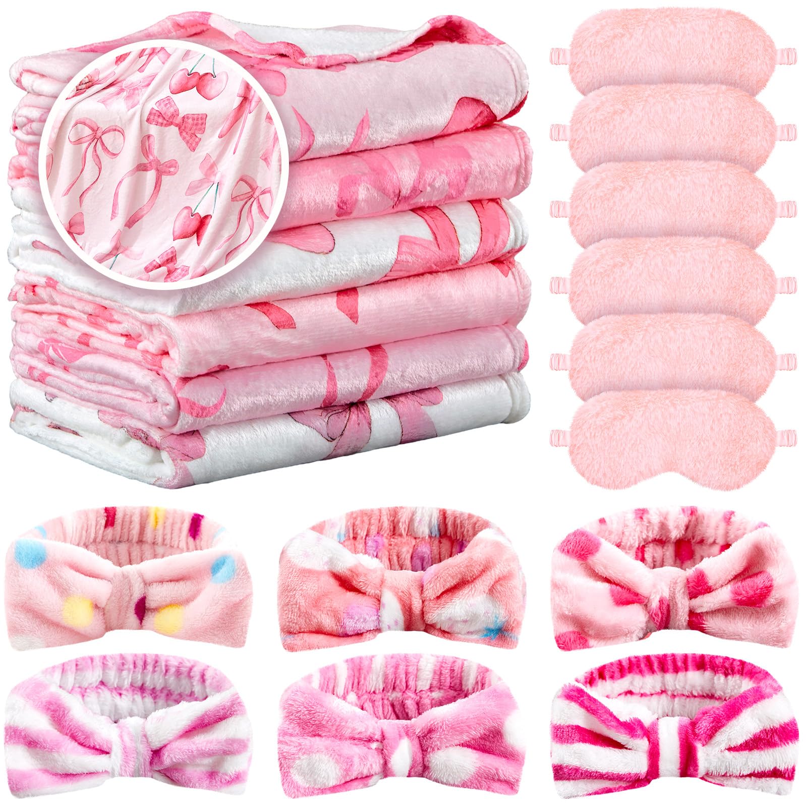 Fanfanwin pink bow blanket for cozy sleepovers and decor