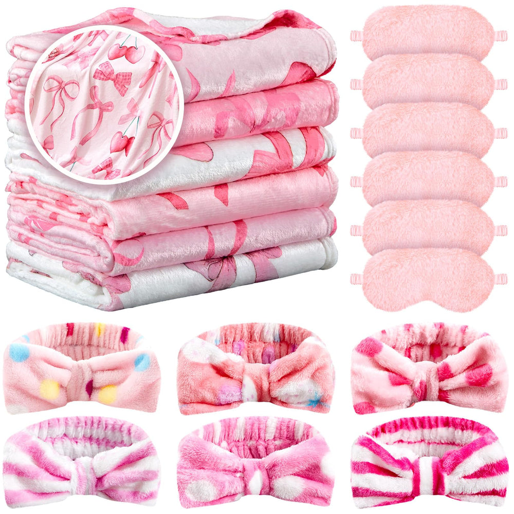 Fanfanwin pink bow blanket for cozy sleepovers and decor