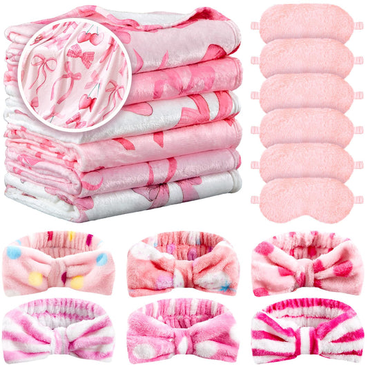 Fanfanwin pink bow blanket for cozy sleepovers and decor