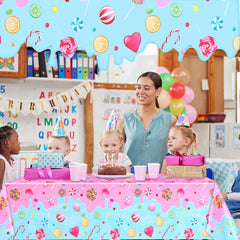 Fanfanwin Candyland tablecloth lightweight disposable party decor
