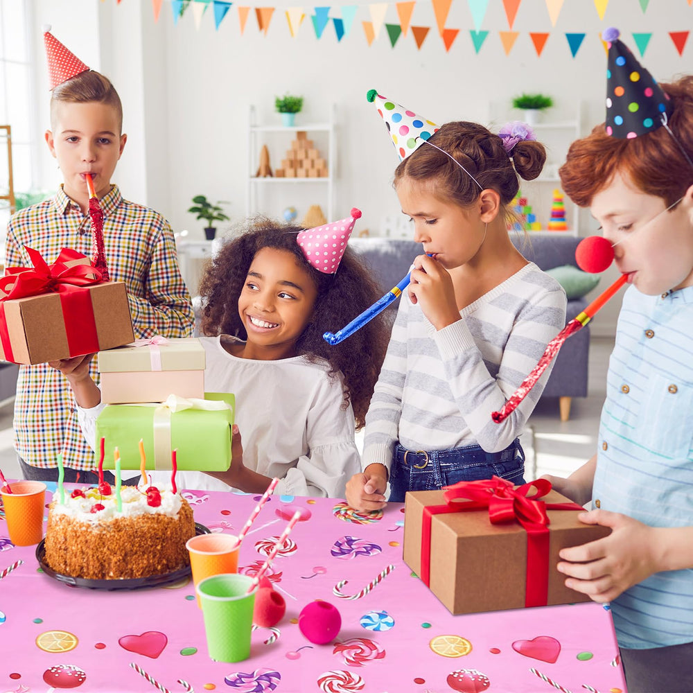 Fanfanwin Candyland tablecloth four-pack provides versatile table coverage