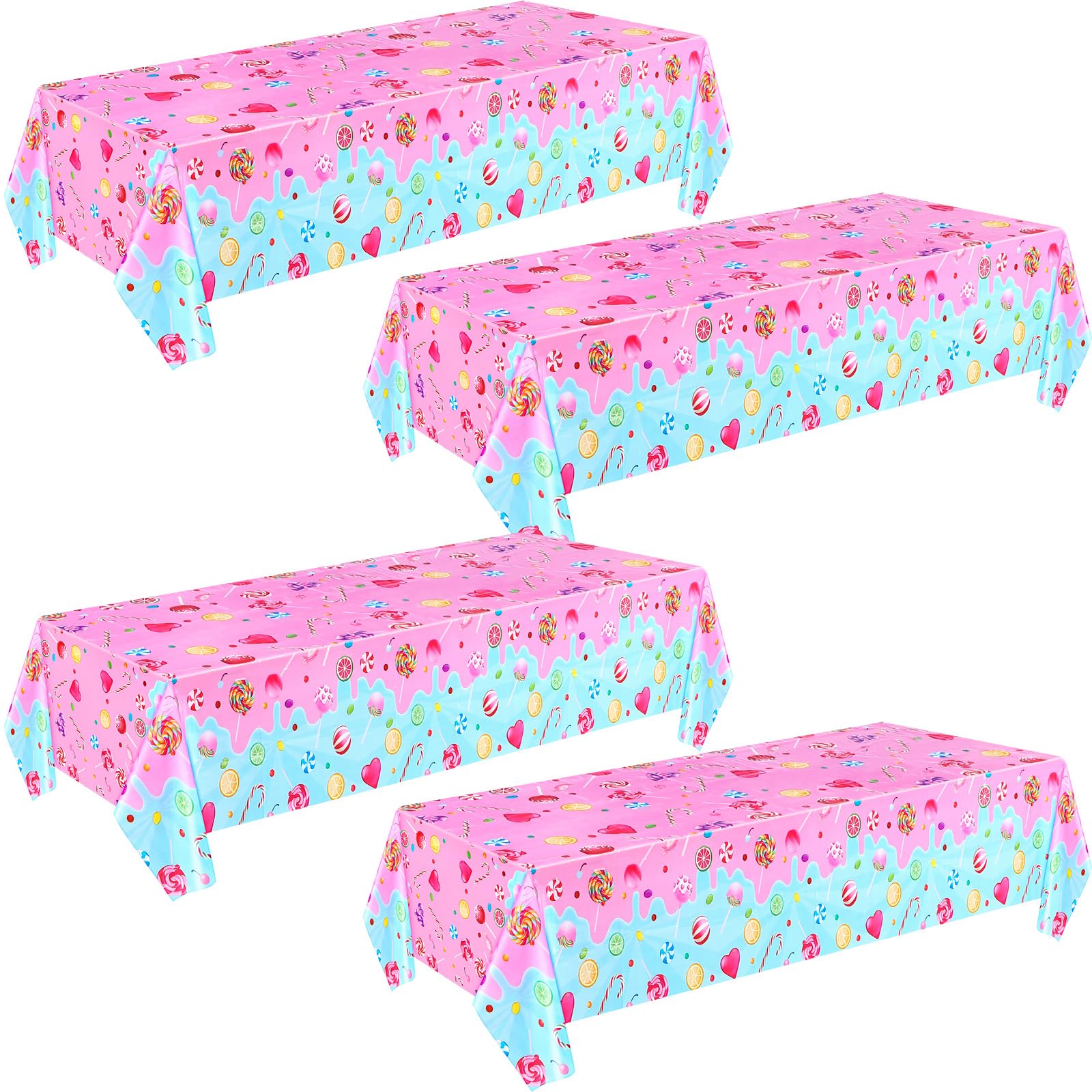 Fanfanwin Candyland tablecloth pattern with lollipop pink for vibrant party setup