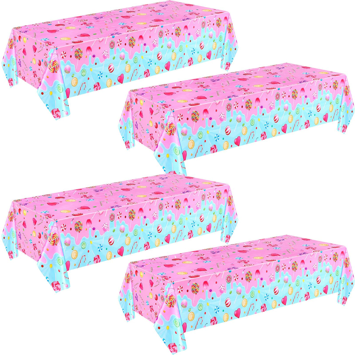 Fanfanwin Candyland tablecloth pattern with lollipop pink for vibrant party setup