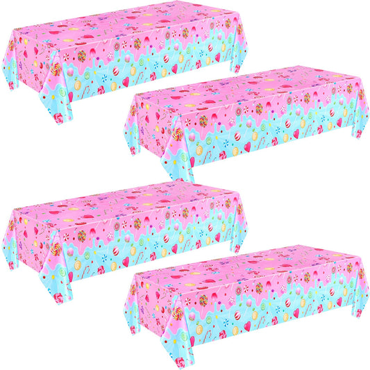 Fanfanwin Candyland tablecloth pattern with lollipop pink for vibrant party setup