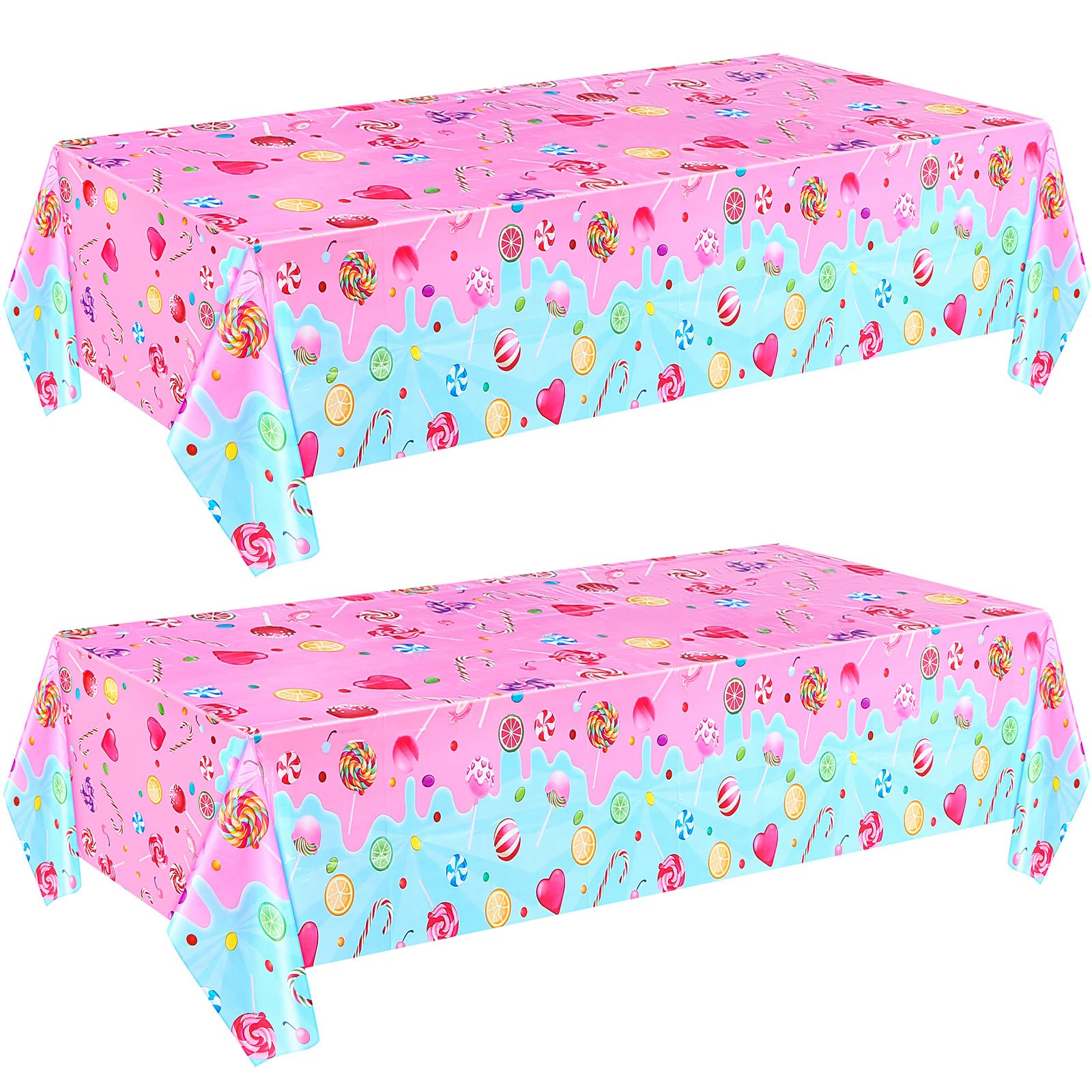 Fanfanwin Candyland tablecloth with pink lollipop pattern for festive decor