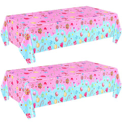 Fanfanwin Candyland tablecloth with pink lollipop pattern for festive decor