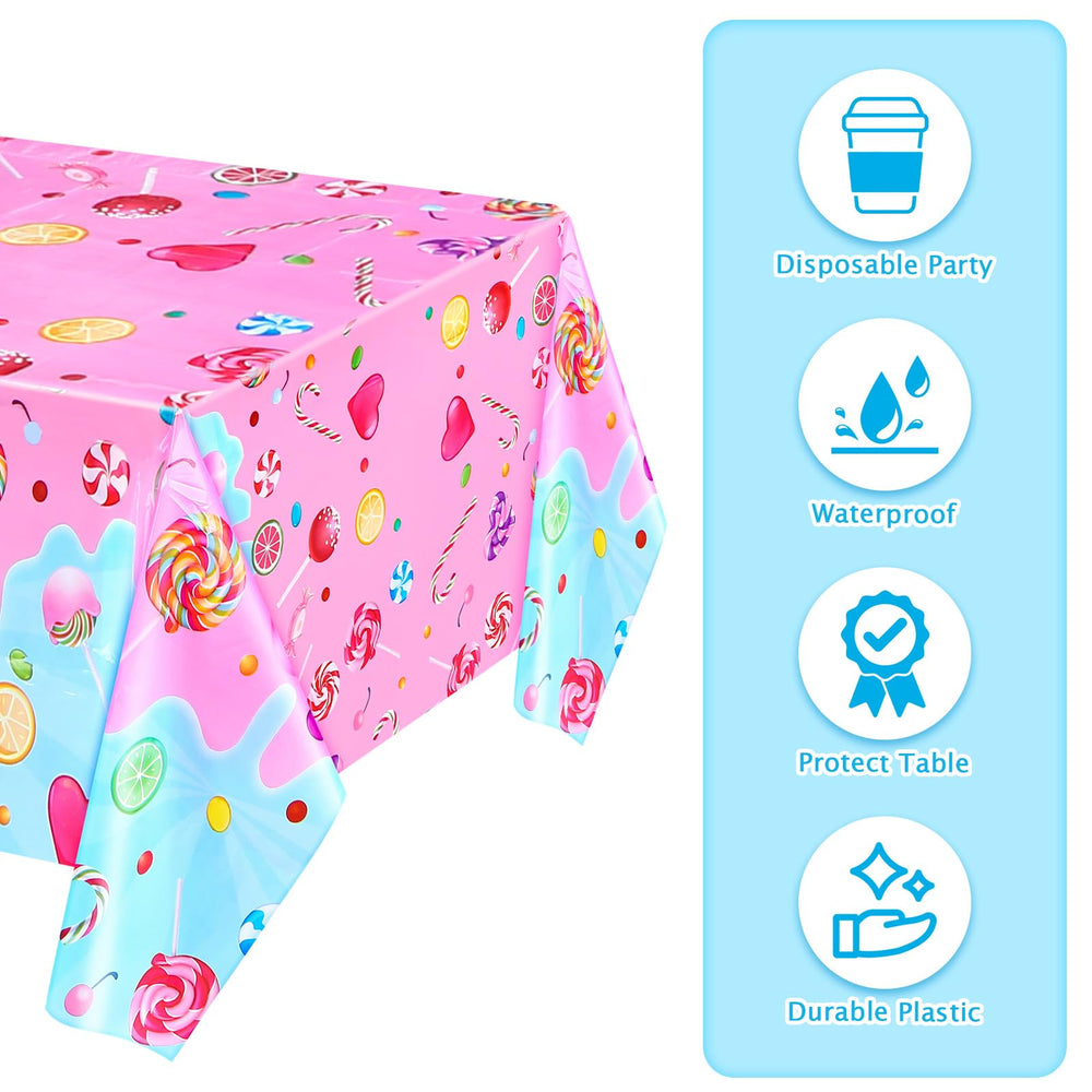 Fanfanwin Candyland tablecloth features vivid colors to enhance dessert tables