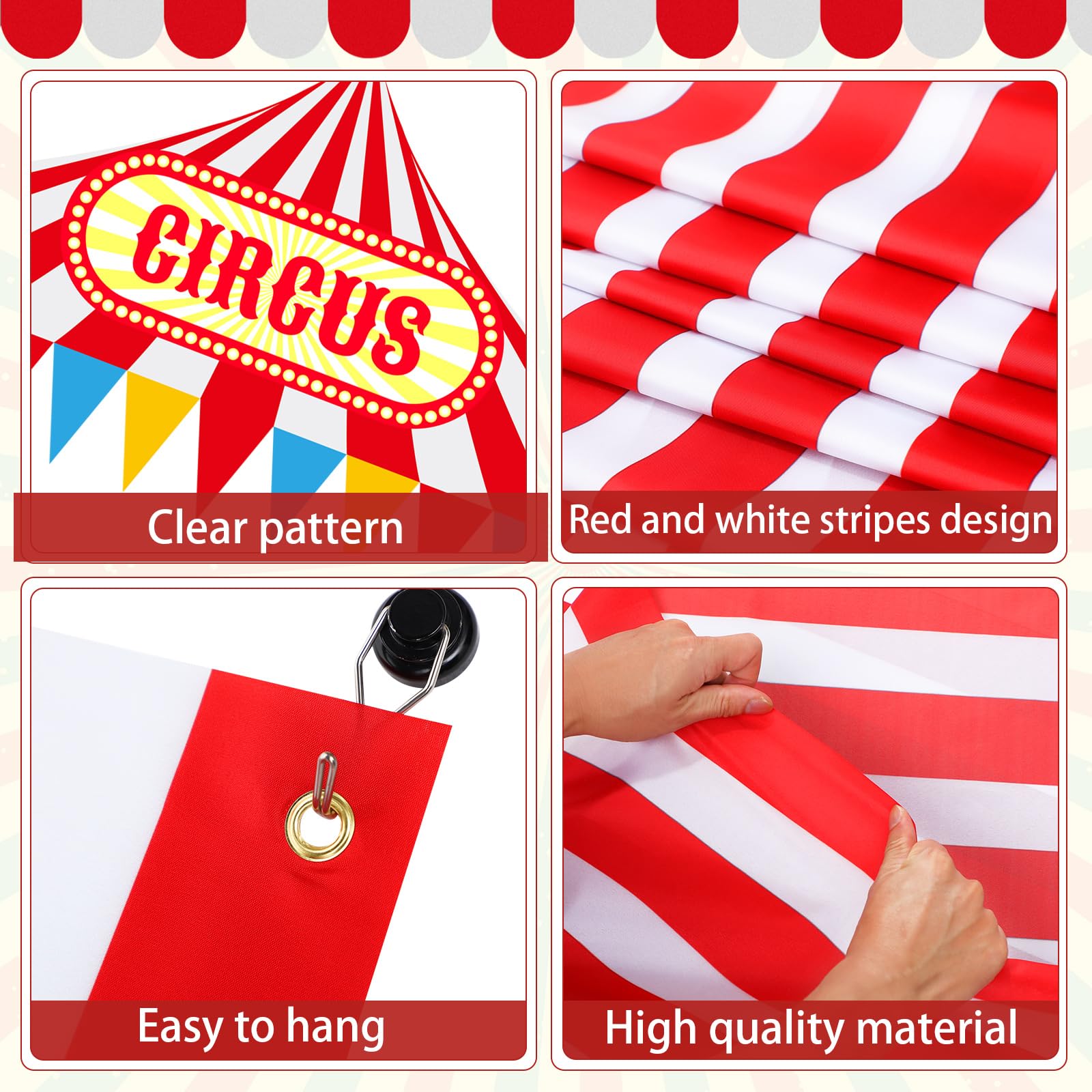 Fanfanwin second red-white striped banner adds balanced doorway display