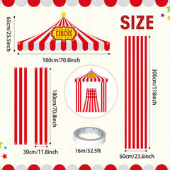 Fanfanwin red white carnival banner adds classic striped flair to any doorway.