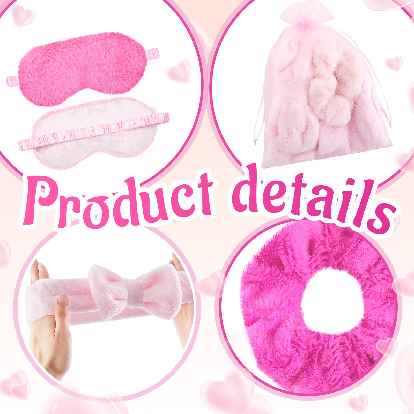 Fanfanwin pink scrunchies for quick hairstyles at parties.
