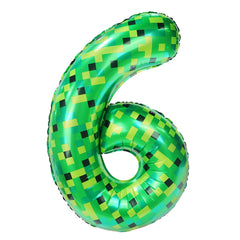 FANGBBO Pixel Giant Number 6 balloon in 40-inch size for bold mining-themed celebrations.
