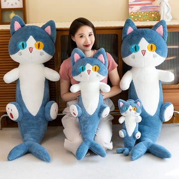 FANGYU plush shark cat pillow 80cm offers full-body snuggle with gentle lumbar support