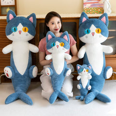 FANGYU plush shark cat pillow 80cm offers full-body snuggle with gentle lumbar support