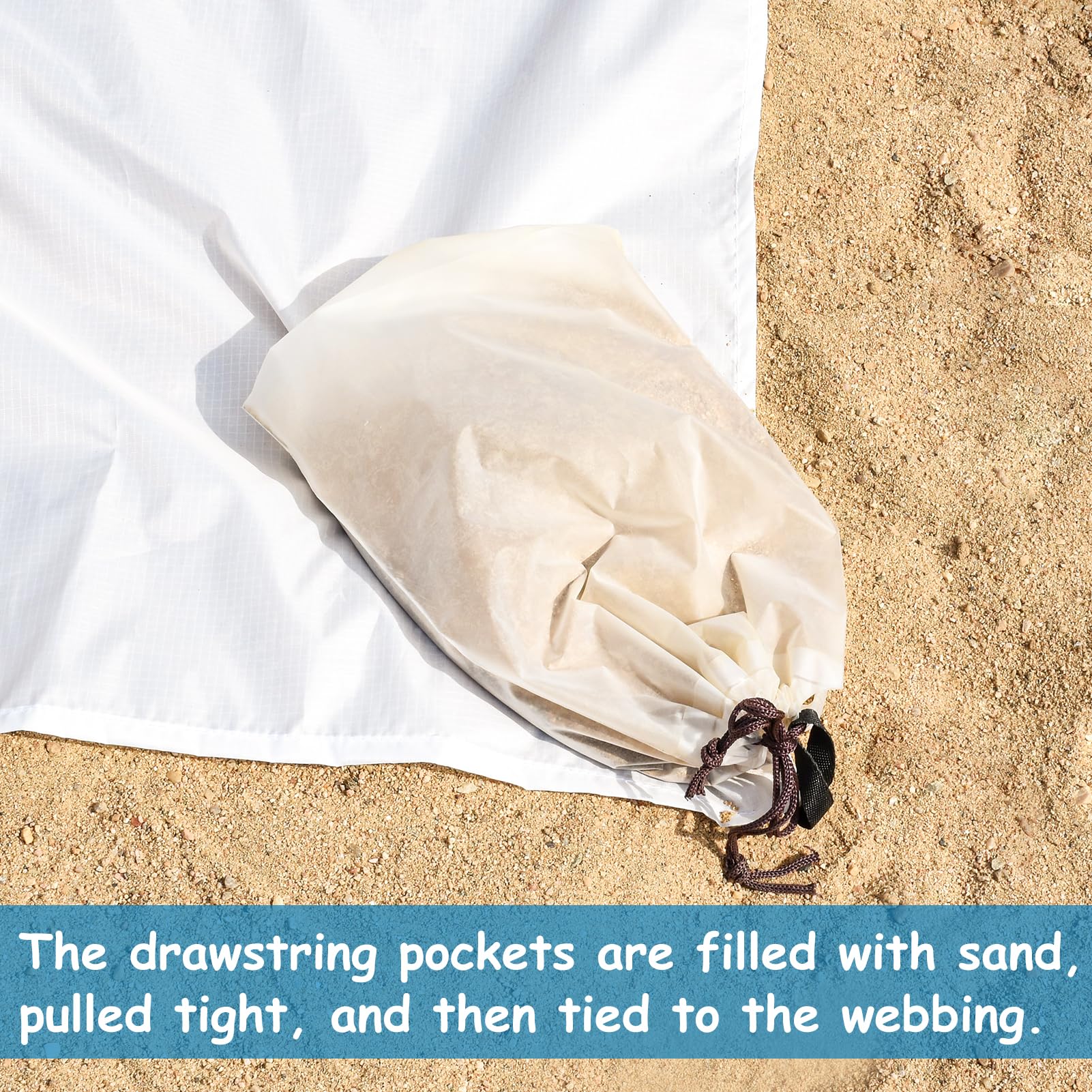 Fantang drawstring weights secure the pool on windy beaches