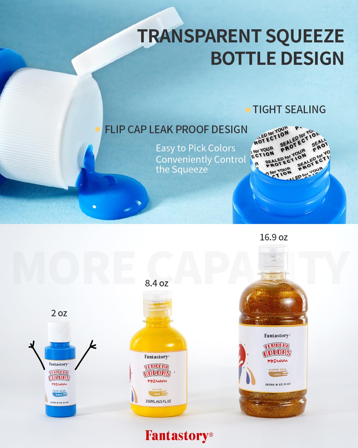 Fantastory Tempera Paint glitter colors kit for sparkling artwork