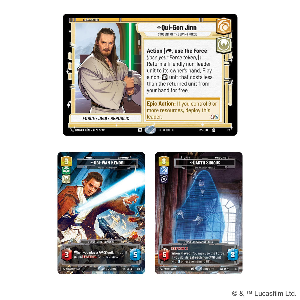 Fantasy Flight Games Star Wars Unlimited Gift Box oversized leader Qui-Gon Jinn invites bold play
