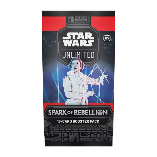 Fantasy Flight Games Star Wars Unlimited Spark of Rebellion booster pack front artwork for quick deck expansion.