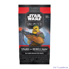 Fantasy Flight Games Star Wars Unlimited Spark of Rebellion booster contents, including leader and base for gameplay.