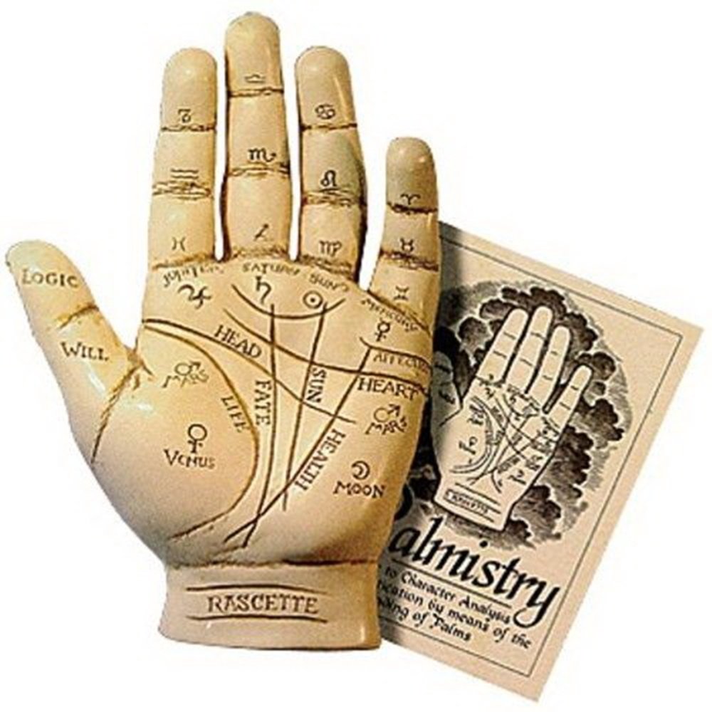 Fantasy Gifts palmistry hand model; detailed resin sculpture for palmistry practice at home
